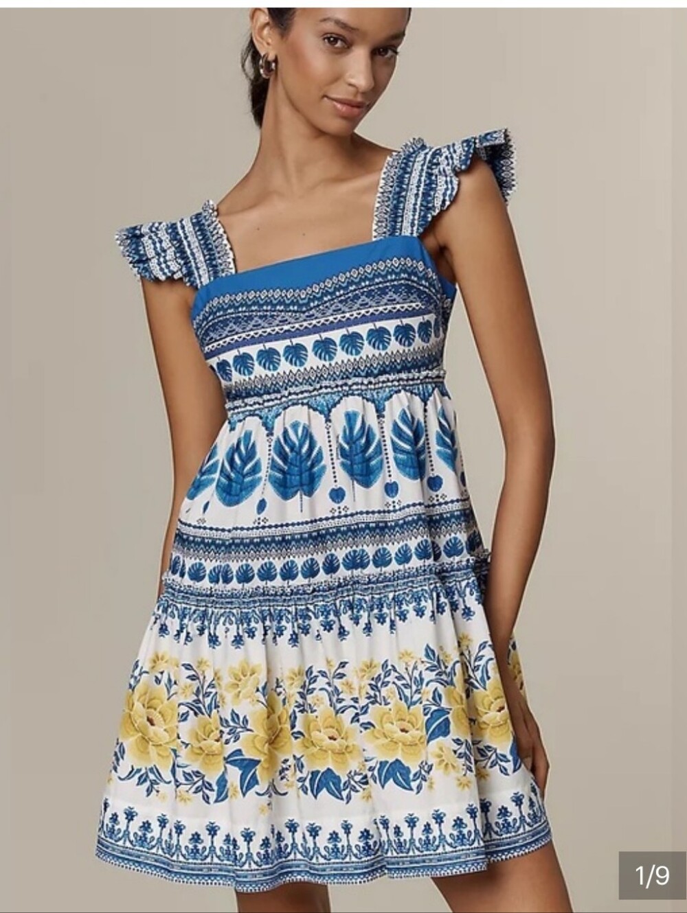 FARM Rio Zuli Floral Flutter-Sleeve Cotton Mini Dress